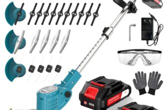 X-cotec Rasentrimmer mit Akku Mit 2 Akku & 4 Klingentypen, Blau