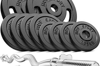 Hop-Sport Gusseisen Hantelset 37 kg mit SZ-Stange und Kurzhanteln, 2x 5 kg, 4x 2,5 kg, 4x 1,25 kg Set, inkl. Curlhantel, Kurzhantelstangen & Sternverschlüsse, Für Home Gym, 150 kg Max. Belastbarkeit