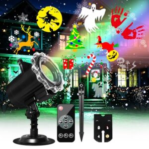 MOSSNDAR Halloween Projektor Outdoor Deko 16HD Multi-Festivals Slides