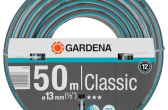 Gardena Classic Schlauch 13 mm (1/2 Zoll), 50 m ohne systemteile: Universeller Gartenschlauch aus robustem Kreuzgewebe, 22 bar Berstdruck, druck- und UV-beständig (18010-20), grau/blau