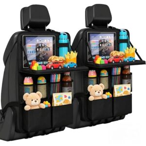 DULCE DOM Auto Organizer mit Klapptisch | 2er Set Sitzschoner für Kinder | 12 Staufächer, Wasserdicht & Robust | Rückbankschutz für Reisen, Urlaub & Alltag | Ideal für SUV, Limousine & Familie，Schwarz