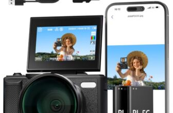 5K WiFi Digitalkamera & Fotokamera 80 MP, Vlogging Kamera für YouTube mit Autofokus, 3″ 180° Klappbildschirm, 18X Digitalzoom Reisekamera für Anfänger & Jugendliche, mit 64GB SpeicherKarte & 2 Akkus