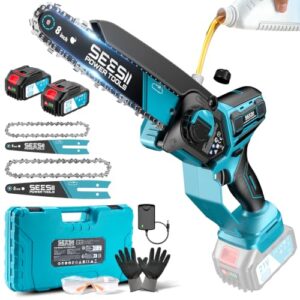 SEESII 6&8 Zoll Akku Kettensäge, Brushless Mini Kettensäge für Holz – 1000W