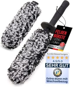 Ivality® Mikrofaser Felgenbürste extra dünn – Schonende Reinigung bis tief ins Felgenbett – Microfaser Felgenbürste Alufelgen Felgenreiniger Felgen Reinigung Auto Felgen Bürste 100% kratzfrei