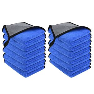 URAQT Mikrofasertücher Auto,12 PCS 500GSM Mikrofasertücher Multifunktionales Motorrad Fusselfreie Handtuch, Reinigungstuch Microfasertuch für Auto Haushalt Küche Fenster – 30x40CM