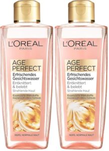 L’Oréal Paris Gesichtsreinigung, Erfrischendes Gesichtswasser zur Reinigung und Pflege, Für reife Haut, Age Perfect, 1 x 200 ml (Packung mit 2)