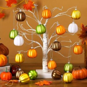 Herbstkürbis Hängedeko, 10 Stück Kürbis Hängend, Kürbiskugel Ornamente, Mini Kürbis Hängend Ornamente für Herbst, Erntedankfest, Halloween, Wohndeko, Partyzubehör,Herbsternte (A)