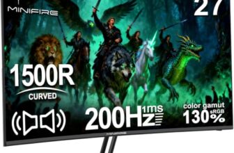 Minifire Gaming Monitor 27 Zoll Curved 200Hz,1920×1080 FHD,Adaptive Sync