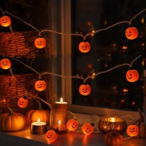 Halloween Deko, Lichterkette Kürbis 2M 10 LED Lichterkette Batterie Timer