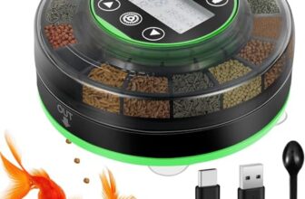 Petbank Futterautomat Aquarium Wiederaufladbare Fischfutterspender mit Timer Futterspender für Aquarien mit USB-Kabel LCD-Anzeige Fisch Futterautomaten für Aquarium Fischtank