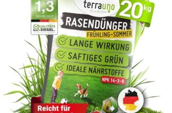 TerraUno Rasendünger Frühjahr/Sommer mit Sofortwirkung, NPK Dünger, 20 kg