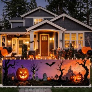Happy Halloween Banner 300×90cm,Große Friedhof Outdoor Hängedekoration