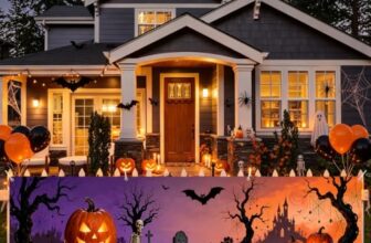 Happy Halloween Banner 300×90cm,Große Friedhof Outdoor Hängedekoration