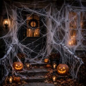 Halloween Deko Spinnennetz 200g mit 40 Spinnen für Innen und Außen Deko