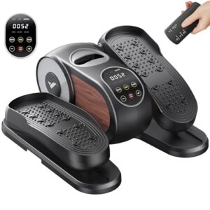 MERACH Untertisch Elektrischer Crosstrainer, Mini Ellipsentrainer für Zuhause mit gebogenem Großdisplay & Fernbedienung, 12 Geschwindigkeiten, Leiser & Tragbarer Pedaltrainer für Senioren & Erwachsene