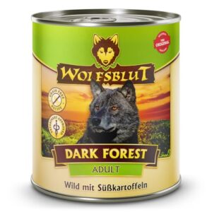 WOLFSBLUT – Dark Forest Adult | Nassfutter mit wertvollen Superfoods für ausgewachsene Hunde. Getreidefreies Alleinfutter ohne Zusatzstoffe in der Dose | 6x800g Wild
