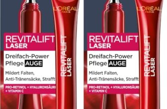 L’Oréal Paris Augenpflege, Revitalift Laser X3, Anti-Aging Augencreme mit 3-fach Wirkung, Hyaluronsäure, 15 ml (Packung mit 2)
