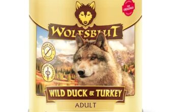 WOLFSBLUT – Wild Duck & Turkey Adult | Nassfutter mit Superfoods für ausgewachsene Hunde. Getreidefreies Alleinfutter ohne Zusatzstoffe in der Dose | 6x800g