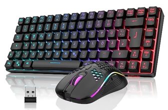 RedThunder 75% Kabelloses Gaming Tastatur und Maus Set, QWERTZ DE Layout, 85 Tasten TKL Wiederaufladbare Kompakte Tastatur, Ultraleichte 7200DPI-Maus mit Wabenkonstruktion für PC MAC PS5 Xbox Gamer