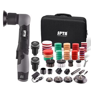 Poliermaschine, Winkelpolierer, SPTA 12V Mini Ezenter Poliermaschine Polierer, Polierer 25mm/50mm/80mm Polierteller/Polierschwamm/Wollscheibe, zum Polieren von Auto, Möbeln – LD104DE-V2