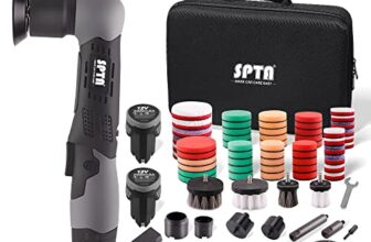 Poliermaschine, Winkelpolierer, SPTA 12V Mini Ezenter Poliermaschine Polierer, Polierer 25mm/50mm/80mm Polierteller/Polierschwamm/Wollscheibe, zum Polieren von Auto, Möbeln – LD104DE-V2