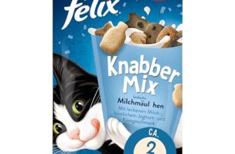 FELIX KnabberMix Milchmäulchen Katzensnack, Knusper-Leckerlie, 8 x 60g
