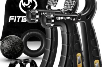 FitBeast Handtrainer Trainingsset (5-teilig), 2 Unterarmgriff Einstellbare Widerstand Handgreifer, Fingerdehner, Griffball & Stressabbau-Griffball für Athleten