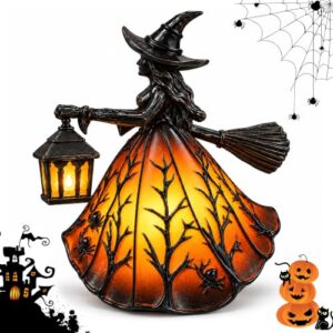 Halloween Deko Hexenlampe Outdoor Indoor, 20CM Hexenfigurmit LED-Licht
