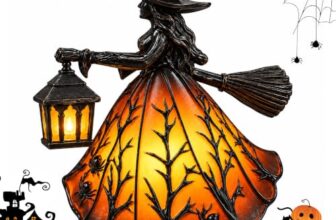 Halloween Deko Hexenlampe Outdoor Indoor, 20CM Hexenfigurmit LED-Licht