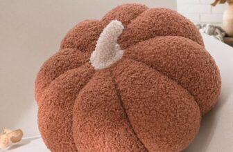 Yhoelata Halloween Kürbis Kissen, Kissen Kürbisform Braun Dekokissen, Pumpkin Pillows Herbst Zierkissen Aesthetic Sofakissen, Bett Deko Kissens Runden für Kind Schlafzimmer, Geschenk 20 cm