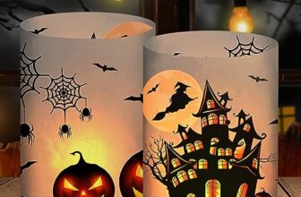 12 Windlicht Tischdeko, Kürbis/Hexe/Spinnennetz Grusel Halloween Deko Outdoor Innen Garten, Horror Halloween Deko Kinder Geburtstag Party Set Geschenk, Dekoration für Teelichter oder Kerzen