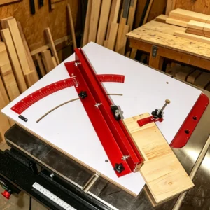 ENJOYWOOD Tischkreissäge Quertransport-Skidding mit 24“-Zwinge Flip-Stop Haltevorschub-Klemme Präzisionsquerschnitt-Lie