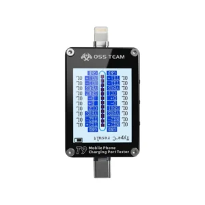 OSS TEAM T9 Mobiltelefon Ladeanschluss Tester 1,77-Zoll-Display 3,5-Digit 2,99 Max PN Bereich 0,00-2,99 V Auto Power-Off