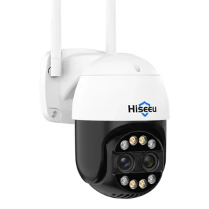 Hiseeu 4MP + 4MP Dual Lens Wifi PTZ IP-Kamera 2.8 + 12mm 8X Zoom CCTV Videoüberwachung Kamera Farbbild Nachtsicht Ai Hum