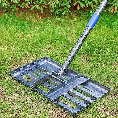 Rasenrechen Metall 183cm, Nivellierrechen mit glatten Kanten zum Rasen Einebnen und Erde Verteilen – Robustes Bodenplanierwerkzeug für Garten und Rasenpflege