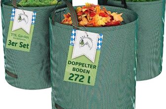 TTL GARDEN 3x272L Gartensack – DOPPELTER BODEN 4 Griffe 150gsm groß 3er Set