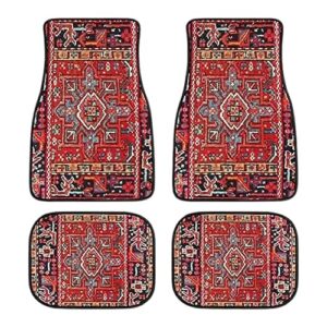 Boho-Auto-Fußmatte 4 Stück Retro-Design-Automatten Autofußmatten Vorn Hinten Bohemian Auto Matten rutschfeste Automatten Strapazierfähige Teppiche Dekorative Auto-Fußmatten Auto-Innenzubehör