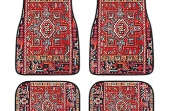 Boho-Auto-Fußmatte 4 Stück Retro-Design-Automatten Autofußmatten Vorn Hinten Bohemian Auto Matten rutschfeste Automatten Strapazierfähige Teppiche Dekorative Auto-Fußmatten Auto-Innenzubehör
