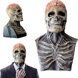 Halloween Totenkopf Maske,Gruselig Vollkopf Maske mit Beweglichem Kiefer