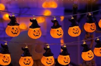 Kimuwote Halloween Lichterkette, 3 Meter 20 LED Halloween Deko Indoor, Hut Kürbis Lichterkette Deko für Innen und Außen, Party, Garten, Festen(Warmweiß)