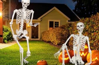 SIFOEL Halloween-Skelett 165cm realistische Lebensgröße posable menschliche Skelett Knochen mit beweglichen Gelenken für Halloween Spukhaus Dekoration (2Pcs)