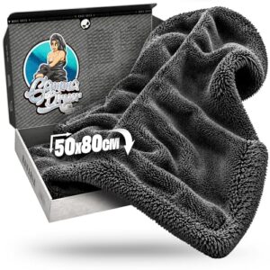 Nuke Guys Gamma Dryer XXL | Ultra saugstarkes Trockentuch 1400 GSM grau 50x80cm | Fusselfrei, abgerundete sanfte Fasern, kratzerfrei, extra groß | Premium Mikrofasertuch für Auto Motorrad Fahrrad