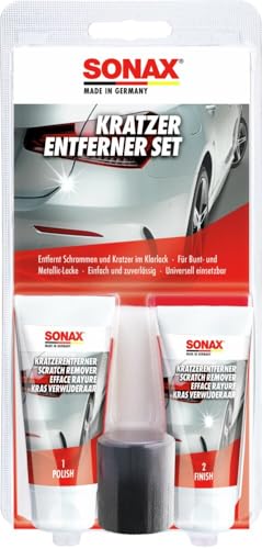 SONAX KratzerEntfernerSet Lack (50 ml) | zur manuellen Beseitigung von lokalen Kratzern und Schrammen aus Klarlacken
