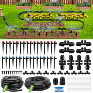 Bewässerungssystem Garten Tröpfchenbewässerungsbausätze 25 m +15 m Bewässerung Garten Bewässerungssystem Gewächshaus, Misting Kühlsystem für Hochbeet, Landschaft, Terrasse Pflanzen