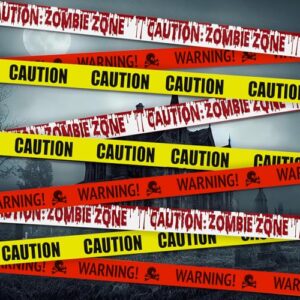 Johiux 27M Halloween Deko Outdoor Gefahren Warnband,3 Stück Garten Horror Absperrband,Halloween Dekorationen Warnbänder für Garten Zombie Party Spukhaus Horror Deko