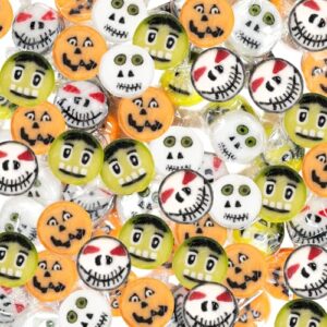 FOOD crew Halloween Bonbons 500g – 4 Motive – Halloween Süßigkeiten gruselig – Vegan mit Natürlichen Aroma & Farbstoffe – Rocks Bonbons ideal als Halloween-Party Deko oder Süßes oder Saures Mitgebse