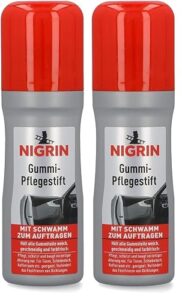 NIGRIN Gummi-Pflegestift, pflegt und schützt nachhaltig, geeignet für Türen, Schiebedach, Kofferraum, 75 ml (Packung mit 2)