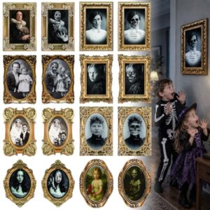 VTMJ 8 Stück Halloween Deko Outdoor Innen Scary Bilder, Horror Halloween Deko Innen 3D Bilderrahmen, Helloween Wechselndes Gesicht, Halloweendeko Gruselbild für Türdeko Party Spukhaus Zuhause Draußen