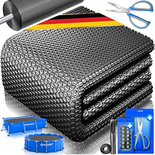KESSER® Pool Solarfolie 400 µm | Solarplane Rechteckig 450x220cm Poolabdeckung | Solarabdeckplane flexibel zuschneidbar | Poolplane für Wassererwärmung | Solarabdeckung mit Schere, Lochzange & 12 Ösen
