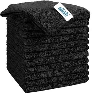 HOMEXCEL Microfasertücher 12 Stück, Schwarz Mikrofasertücher Mikrofaser Reinigungstücher Putzlappen Küch Geschirrtücher für Küche,Glas, Auto, Motorrad, Fenster, 30 x 30 cm